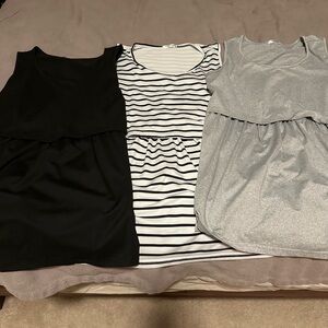 Women's Nursing Tops - Black, Stripes, and Gray